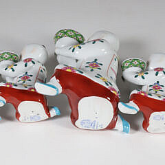 Collection of Five Herend Chinese Mandarin Kneeling Men Salt Bearer Bowl Figurines