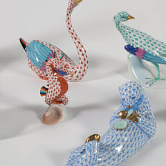 Collection of Eight Herend Hand Painted Porcelain Animals and One Shell