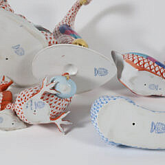 Collection of Eight Herend Hand Painted Porcelain Animals and One Shell