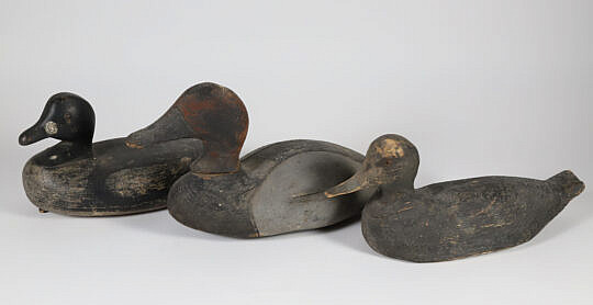 Group of Three Antique Decoys Including a Pintail Drake