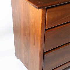Scarce Stephen Swift Modern Black Walnut Nine-Drawer Triple Dresser, circa 1987