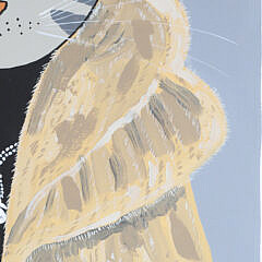 Maggie Meredith Oil on Canvas “Portrait of a Cat Wearing a Red Bowed Hat”