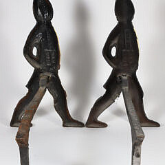 Pair of Paint Decorated Cast Iron Hessian Andirons