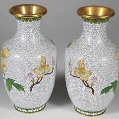 Pair of Asian Cloisonné Floral Decorated Vases
