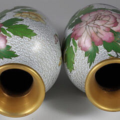 Pair of Asian Cloisonné Floral Decorated Vases