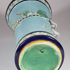 Majolica Vase with Applied Flowers, Bird and Butterfly, 19th Century