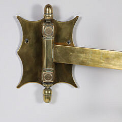 Brass Range Crane with Decorative Cut Swan Silhouette and Accompanying Pot with Iron Handle