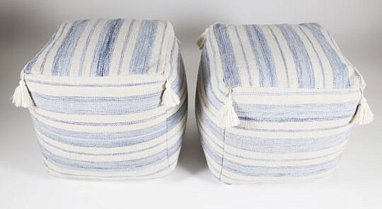 Pair of Tasseled Square Poofs