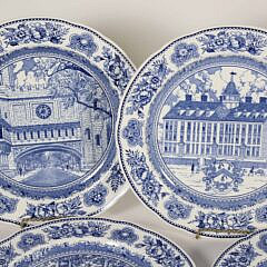 Nine Wedgwood Yale University Blue and White Transferware Dinner Plates, circa 1931