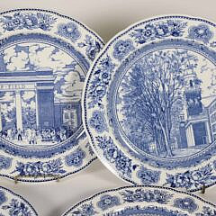 Nine Wedgwood Yale University Blue and White Transferware Dinner Plates, circa 1931