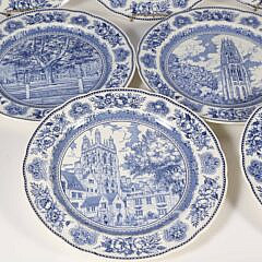 Nine Wedgwood Yale University Blue and White Transferware Dinner Plates, circa 1931