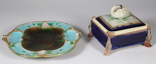 82-5515 Pair of Majolica Serving Plate A_IMG_9544