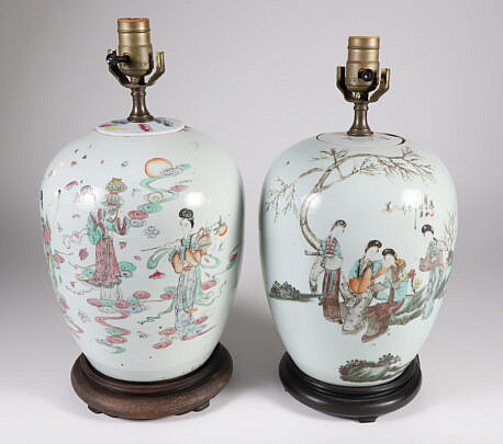 Pair of Chinese Ginger Jars Mounted as Lamps