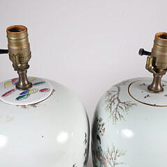 Associated Pair of Chinese Ginger Jars Mounted as Lamps