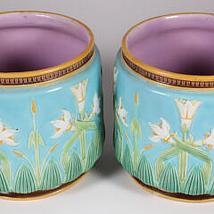 88-5515 Pair Majolica Flower Pots A_IMG_9518
