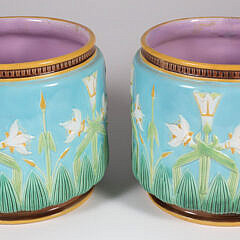 Pair of Majolica Cache Pots Attributed to George Jones, 19th Century