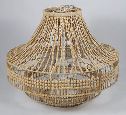 9-5495 Wood Beaded Three-Tier Chandelier B_IMG_9823 2