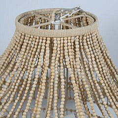 Contemporary Beaded Wood Three-Tier Chandelier