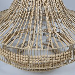 Contemporary Beaded Wood Three-Tier Chandelier