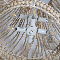 Contemporary Beaded Wood Three-Tier Chandelier