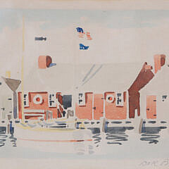 Doris and Richard Beer Watercolor on Paper “Wharf Rat Club”