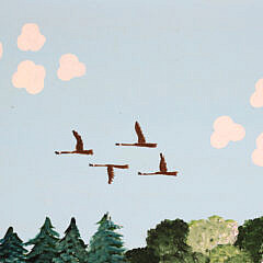 Jane Simonds Folk Art Oil on Board “Portrait of 7 Pleasant Street, Nantucket and Rear Gardens”