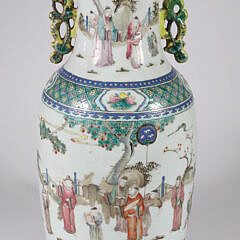 Antique Chinese Famille Verte Porcelain Vase Mounted as a Lamp