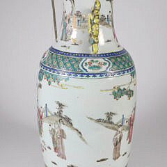 Antique Chinese Famille Verte Porcelain Vase Mounted as a Lamp