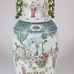 Antique Chinese Famille Verte Porcelain Vase Mounted as a Lamp