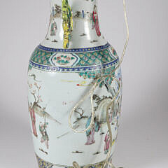 Antique Chinese Famille Verte Porcelain Vase Mounted as a Lamp