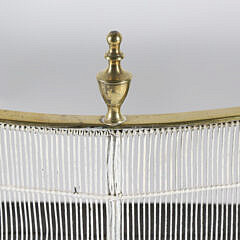 Serpentine Brass and Wire Fireplace Fender with Turned Brass Finials and Feet, 18th Century