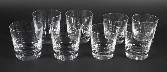 Eight Baccarat Crystal Rocks Glasses
