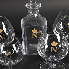 Baccarat Decanter with Nine Napoleon Brandy Snifters