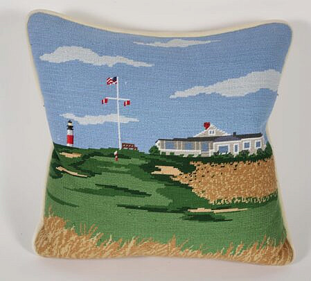 Sankaty Golf Club Nantucket Needlepoint Pillow