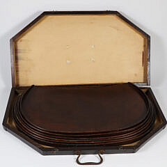 Nesting Set of Six Wood Serving Trays in Carrying Case
