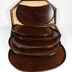 Nesting Set of Six Wood Serving Trays in Carrying Case
