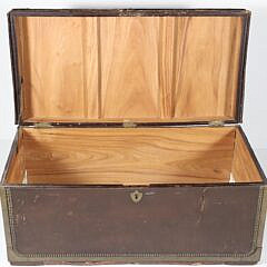 Chinese Export Leather Brass Bound Camphor Trunk, 19th Century
