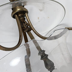 Classical Brass and Etched Glass Hanging Light Fixture with Eagle Finial