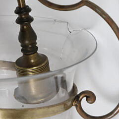 Classical Brass and Etched Glass Hanging Light Fixture with Eagle Finial