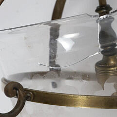Classical Brass and Etched Glass Hanging Light Fixture with Eagle Finial