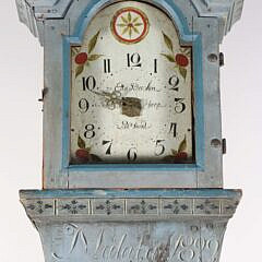 Gustavian Swedish Mora Powder Blue Tall Case Clock, circa 1899