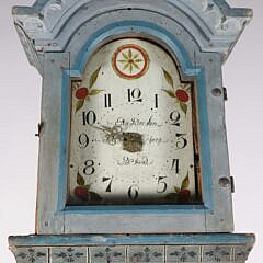 Gustavian Swedish Mora Powder Blue Tall Case Clock, circa 1899