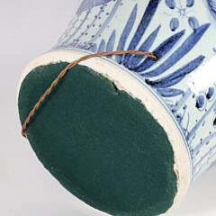 Pair of Chinese Cobalt Blue Under-Glazed Decorated Temple Jars Mounted as Lamps