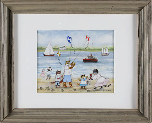 Jan L. Munro Mixed Media on Rag Paper "Nantucket Cats"