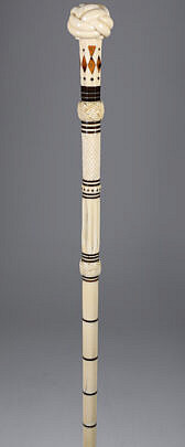 Very Fine Whaler Made Antique Inlaid Walking Stick, circa 1850