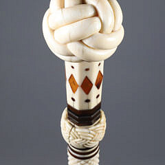 Very Fine Whaler Made Antique Turk’s Knot Inlaid Walking Stick, circa 1850