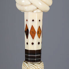 Very Fine Whaler Made Antique Turk’s Knot Inlaid Walking Stick, circa 1850