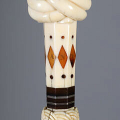 Very Fine Whaler Made Antique Turk’s Knot Inlaid Walking Stick, circa 1850