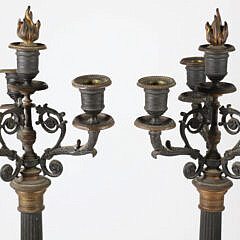 Pair of Empire Period Four-Arm Bronze Candelabra, 19th Century