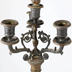 Pair of Empire Period Four-Arm Bronze Candelabra, 19th Century
